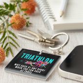 おもしろい皮肉カラフルトライアスロン絵を描(ばちゃばちゃ)跳ねる キーホルダー (正面右)