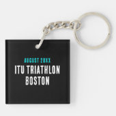 おもしろい皮肉カラフルトライアスロン絵を描(ばちゃばちゃ)跳ねる キーホルダー (裏面)