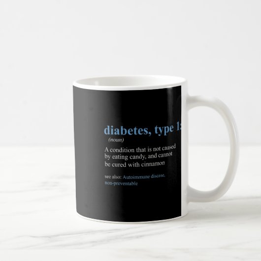 おもしろい皮肉T1d糖尿病定義認識度 コーヒーマグカップ (右)