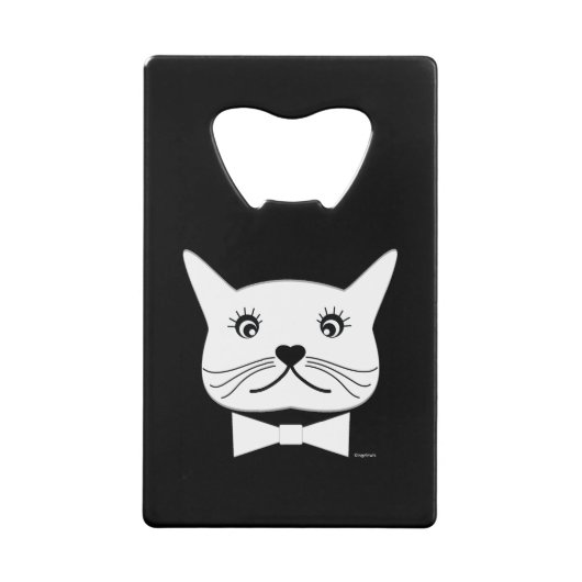 おもしろい目の交差する雄カッコいい猫 クレジットカード栓抜き (正面)