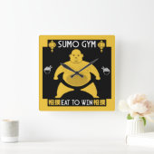 おもしろい相撲取り スクエア壁時計 (ホーム)