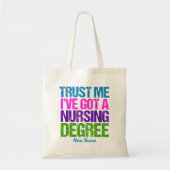 おもしろい看護学校卒業パーソナライズされたナース トートバッグ (正面)
