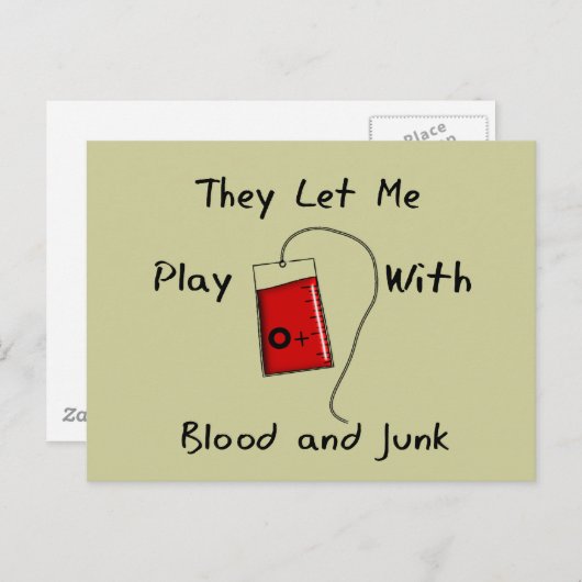 おもしろい看護学生の贈り物「血液とジャンク」 ポストカード (正面/裏面)