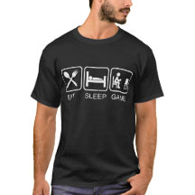 おもしろい睡眠のゲームのTシャツを食べて下さい