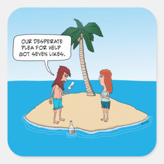 おもしろい砂漠の島のボトル スクエアシール (正面)