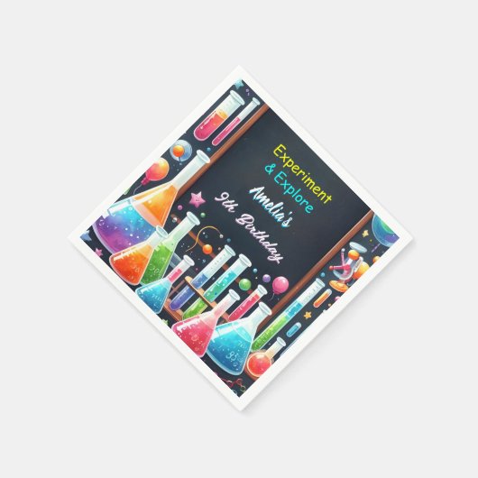 おもしろい研究室キッズギークおたく不機嫌サイエンス9誕生日 スタンダードカクテルナプキン (角)