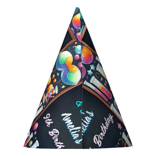 おもしろい研究室キッズギークおたく不機嫌サイエンス9誕生日 パーティーハット (裏面)