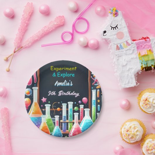 おもしろい研究室キッズギークおたく不機嫌サイエンス9誕生日 ペーパープレート (パーティー)