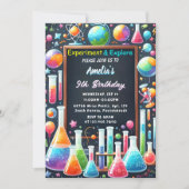 おもしろい研究室キッズギークおたく不機嫌サイエンス9誕生日 招待状 (正面)