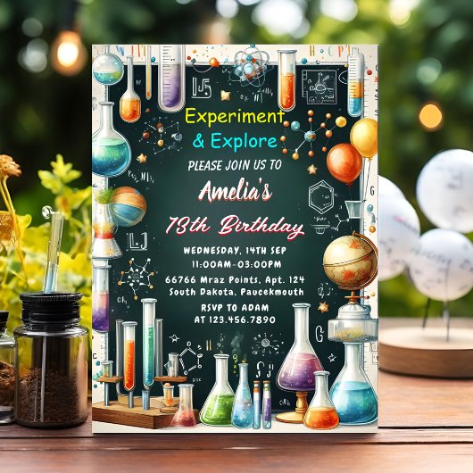 おもしろい研究室キッズギークおたく不機嫌サイエンス9誕生日 招待状