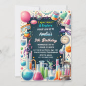 おもしろい研究室キッズギークおたく不機嫌サイエンス9誕生日 招待状 (正面)