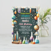 おもしろい研究室キッズギークおたく不機嫌サイエンス9誕生日 招待状 (スタンド正面)