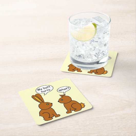おもしろい私のお尻はバニーを傷つけます スクエアペーパーコースター (インサイチュ)