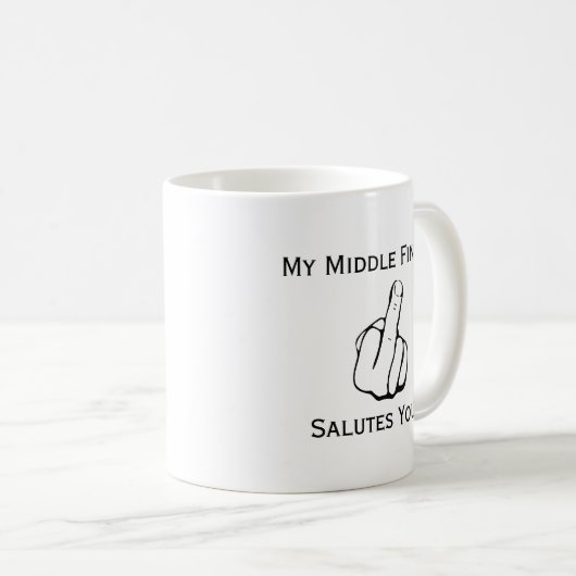 おもしろい私の中指はコーヒー・マグ挨拶します コーヒーマグカップ (正面右)