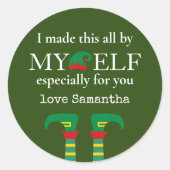 おもしろい私の小妖精や小人名グリーン ラウンドシール (正面)