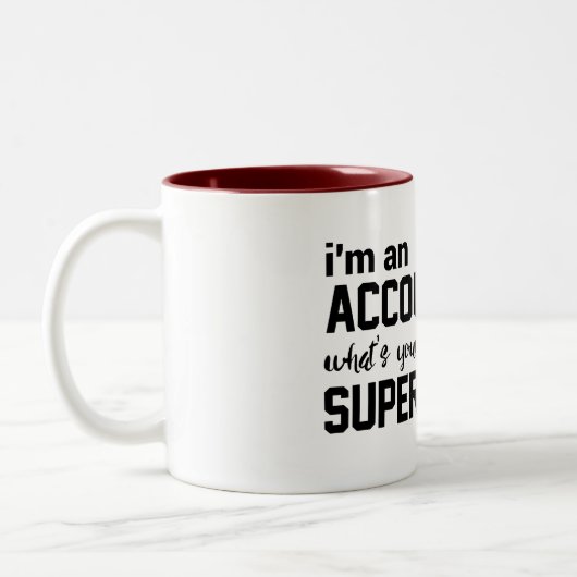 おもしろい私はあなたの超出力はである何会計士です ツートーンマグカップ (左)