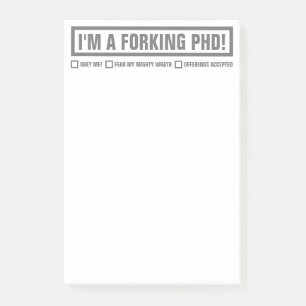 "おもしろい私はですA分岐PhD" 4" x6 " ポストイット