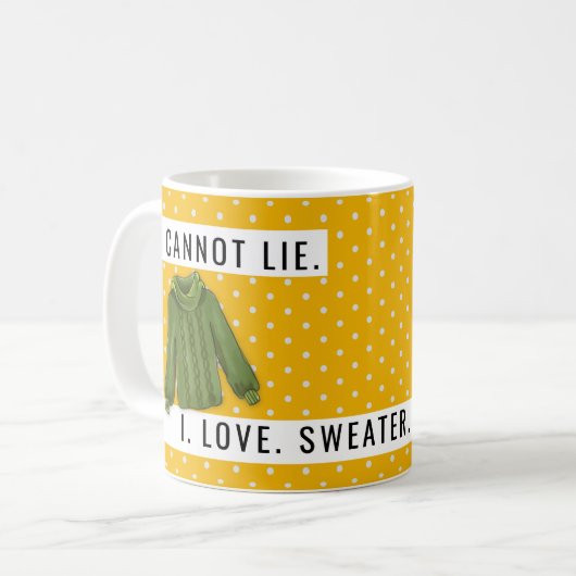おもしろい私はセーター天気予報の愛の金ゴールド コーヒーマグカップ (正面左)