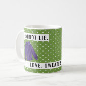 おもしろい私はセーター天気予報ラブグリーン コーヒーマグカップ (正面左)