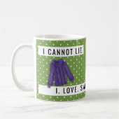 おもしろい私はセーター天気予報ラブグリーン コーヒーマグカップ (左)