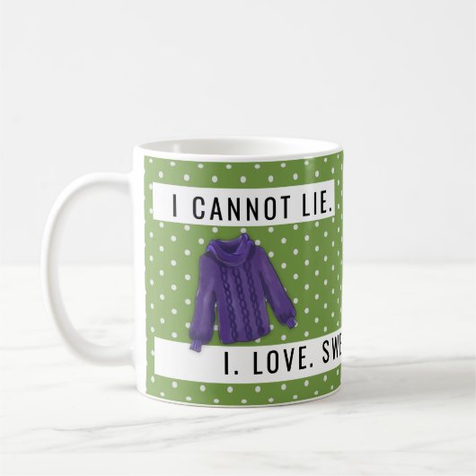 おもしろい私はセーター天気予報ラブグリーン コーヒーマグカップ (左)