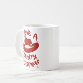 おもしろい私は国のクリスマスカウボーイホリデーを愛する コーヒーマグカップ (正面左)