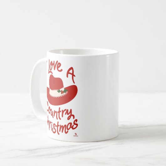 おもしろい私は国のクリスマスカウボーイホリデーを愛する コーヒーマグカップ (正面左)