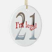 おもしろい私は法的第21誕生日のクリスマスのオーナメントです セラミックオーナメント (右)