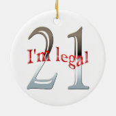 おもしろい私は法的第21誕生日のクリスマスのオーナメントです セラミックオーナメント (裏面)