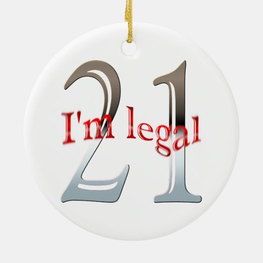 おもしろい私は法的第21誕生日のクリスマスのオーナメントです セラミックオーナメント (裏面)
