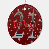 おもしろい私は法的第21誕生日の星の赤のクリスマスです セラミックオーナメント (左)