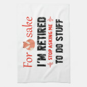 おもしろい私は退職したなデザインです キッチンタオル (縦)