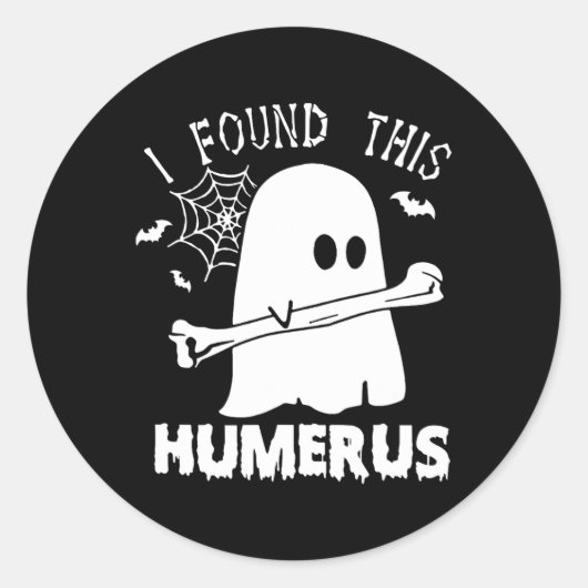おもしろい私は、このHumerusブー幽霊ハロウィーンコストを見つけた ラウンドシール (正面)