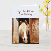 おもしろい私は、それはあなたの誕生日馬のぞき見ていた カード (黄色い花)
