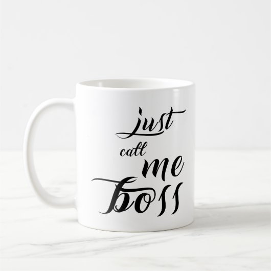 おもしろい私を電話して下さい引用文はちょうど私をボスのギフトのボスと電話します コーヒーマグカップ (左)