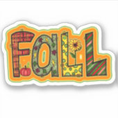 おもしろい秋アートWordカラフル Kisscut Sticke シール (正面)