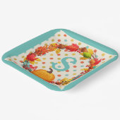 おもしろい秋カボチャリース水玉模様ティール（緑がかった色）オレンジかわいい ペーパープレート (傾斜あり)