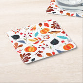 おもしろい秋収穫パターン スクエアペーパーコースター (アングル)