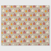 おもしろい秋季節模様リーフパーティーラップ ラッピングペーパー (フラット)