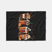 おもしろい秋秋ホラーラテコーヒーカップ幽霊ハル フリースブランケット (正面(横))