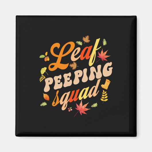 おもしろい秋葉シーズンピーパーリーフ覗き込み班 マグネット (正面)