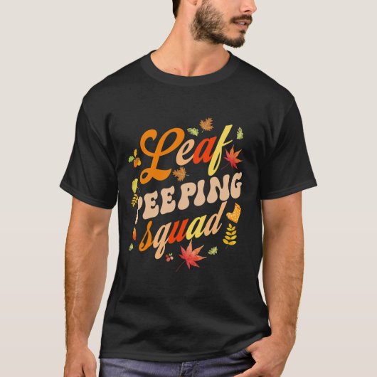 おもしろい秋葉シーズンピーパーリーフ覗き込み班 Tシャツ (正面)