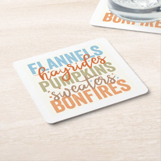 おもしろい秋 スクエアペーパーコースター (アングル)