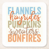 おもしろい秋 スクエアペーパーコースター (正面)