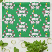 おもしろい積み上げサンタヤート キッチンタオル (折り畳み)