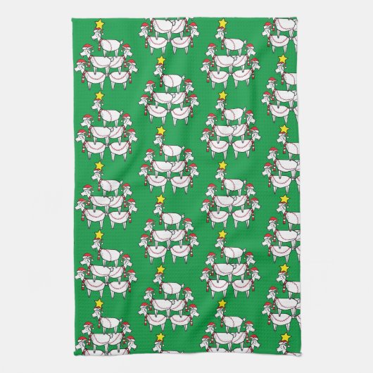 おもしろい積み上げサンタヤート キッチンタオル (縦)