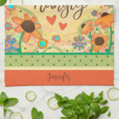 おもしろい空腹引用文フローラハート名キッチン キッチンタオル (折り畳み)