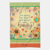 おもしろい空腹引用文フローラハート名キッチン キッチンタオル (縦)