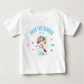 おもしろい空飛ぶユニコーンの虹色 1歳の誕生日 ベビーTシャツ (正面)