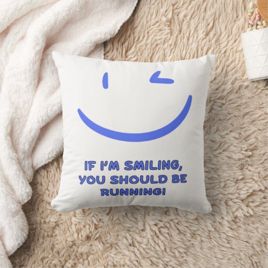 「おもしろい笑いながら笑え走る引用文 クッション (ブランケット)